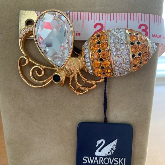 Swarovski brooch/ golden bee with Swarovski stones. stamped in the back. Vintage - Picture 4 of 6